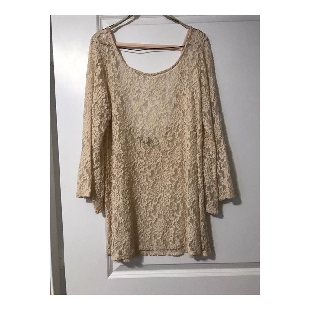 Cream floral lace tunic